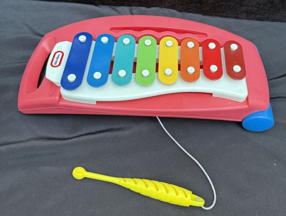 Vintage 1980’s Little Tikes Xylophone Tap A Tune Childs Red Pull Toy EUC